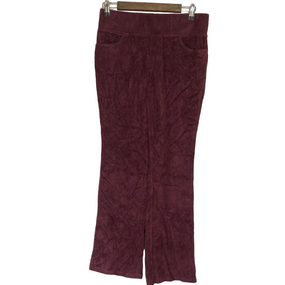 A609969 BELLE by Kim Gravel Regular Knit Corduroy Boot Cut Pant Bordeaux Reg 6